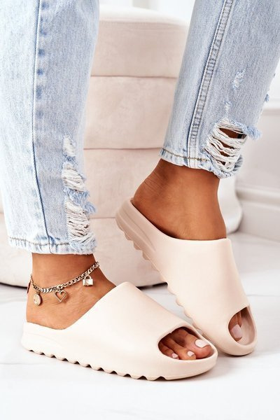 Rubber Platform Slippers Nude Squishy