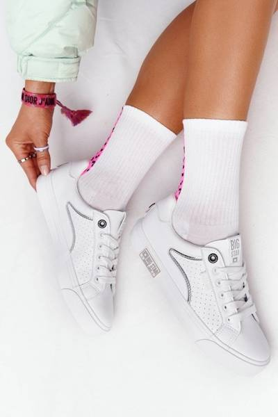 Adidaje din piele pentru femei Big Star HH274075 Silver alb