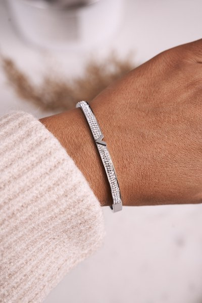 Bracelet en acier avec zircons cubiques argentés Venus