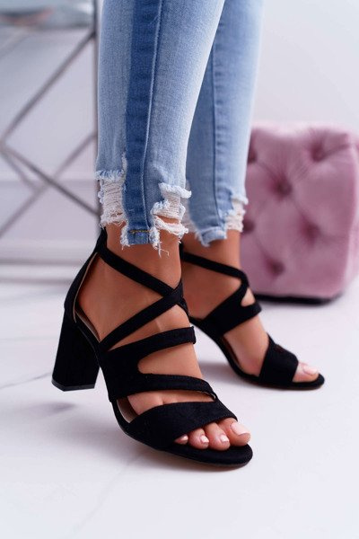 Damen Stiletto Sandalen Wildleder Schwarz Lemilia
