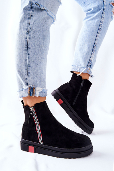Platform velúr fűzős bakancsok Black Nessa