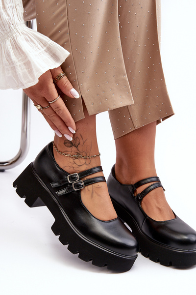 Chaussures à talons bas pour femmes noires Saviwa