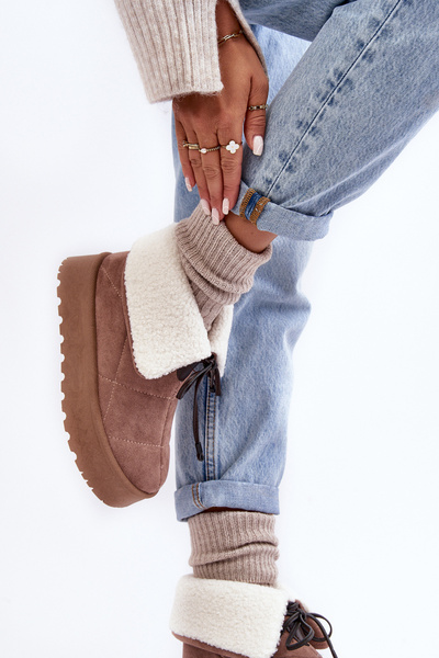 Női Platform Snow Boots Bézs Olimuka