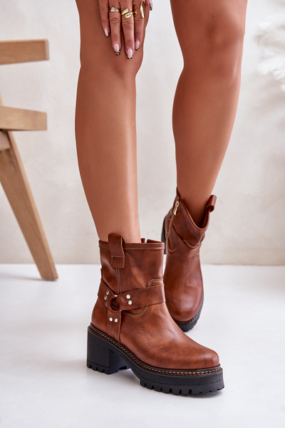 Bottines En Cuir Pour Femme Avec Zip Marron Lewski 3435