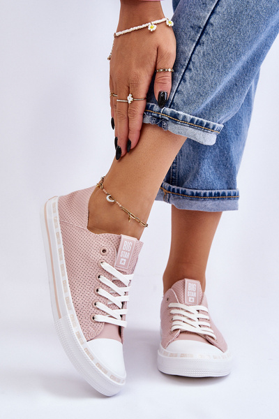 Baskets basses en cuir pour femme Big Star LL274015 Rose