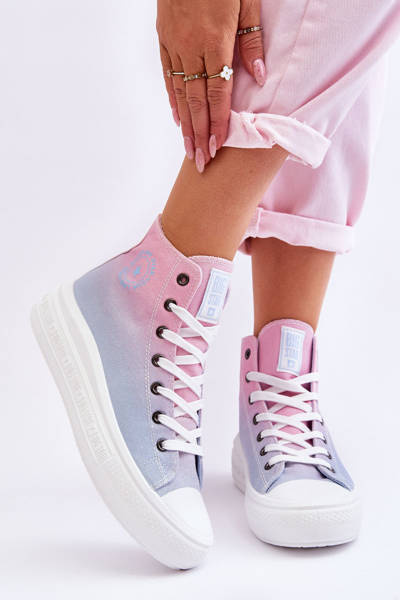 Baskets Hautes Plateforme Big Star LL274A191 Rose et Bleu