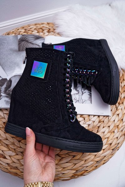 Baskets Femme Lu Boo En Daim Ajouré Noir Clamma