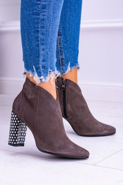 Bottes à talons aiguilles en daim élégantes Laura Messi Kaki 1849