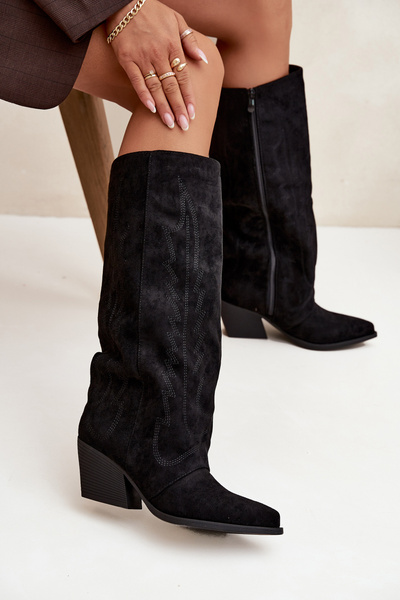 Bottes de cow-boy pour femmes à fermeture éclair Noire Isalina