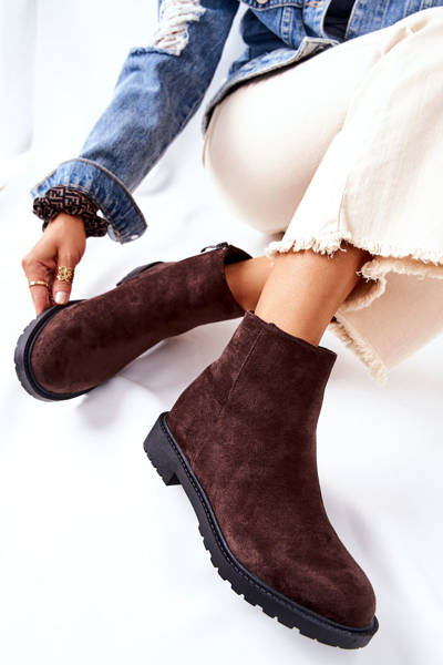 Flache Schnürstiefel mit Absatz Braun Laurette
