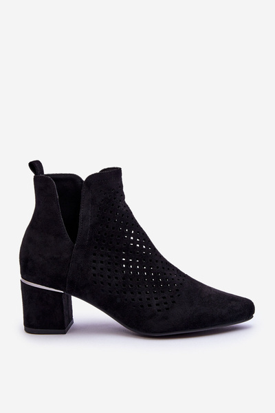 Openwork suede boots with a cut-out on a heel Black Blakely