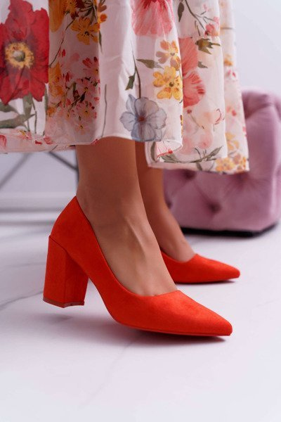 Neshka Damen Orange Wildleder Stiletto Sandalen