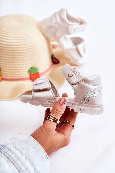 Comfortable Children's Sandals With Decoration Silver Cayo
