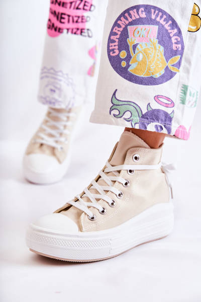 Adidași de top pentru femei Beige Carlyn