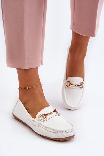 Mocassins Classiques En Cuir Écologique Pour Femme Blanc Demese