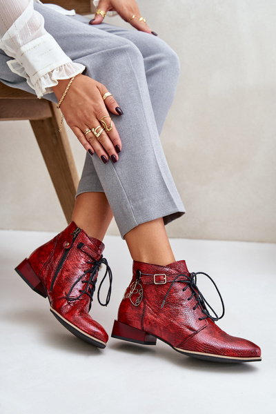Damen Leder Lack Stiefeletten Maciejka Rot 5743A-08