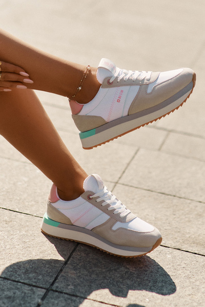 Zamzsgombos Női Sneakers Big Star RR274A047 HI-POLY SYSTEM Bézs-Fehér
