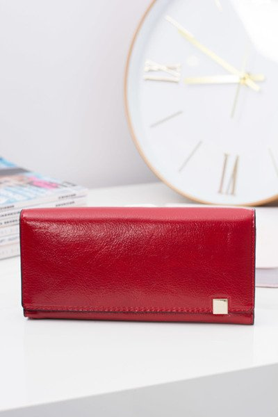 Grand portefeuille à la mode rouge pour femme, serrure dorée