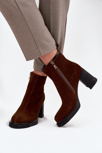 Damenschuhe aus echtem Wildleder mit Absatz Vinceza 91141 braun