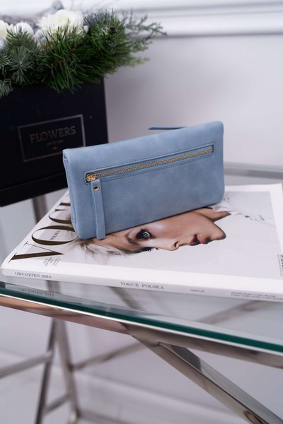 Damenbrieftasche groß blau mit Riegel