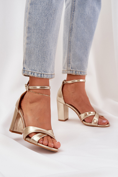 Sandalen Mit Absatz Aus Eco-Leder Gold Lanaria