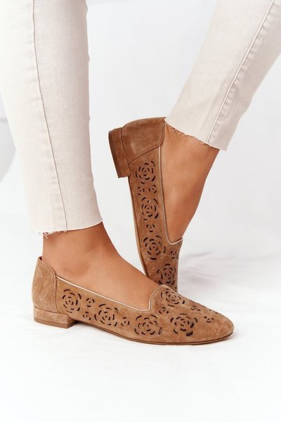 Openwork Women Loafers Sergio Leone BL627 Camel