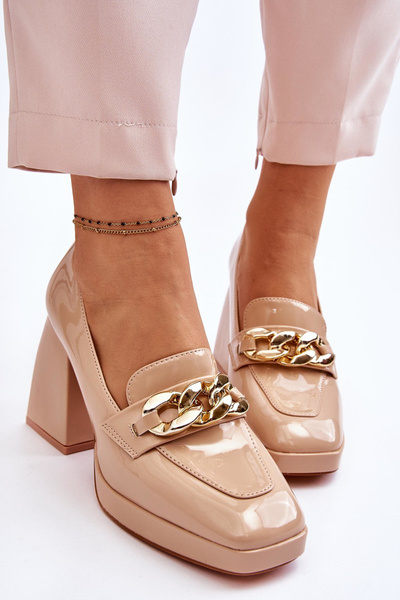 Escarpins À Talons Massifs Beige Nataly