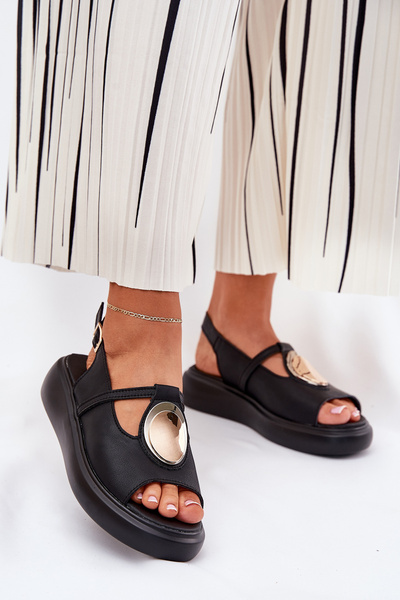 Sandales Élégantes En Cuir Pour Femmes S.Barski GR51-603 Noires