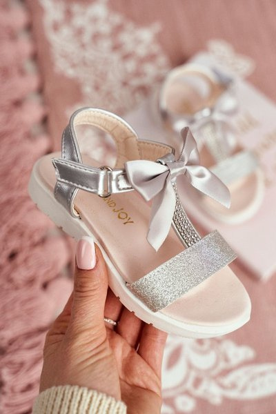 Kindersandalen mit Klettverschluss für Mädchen Silber Bella