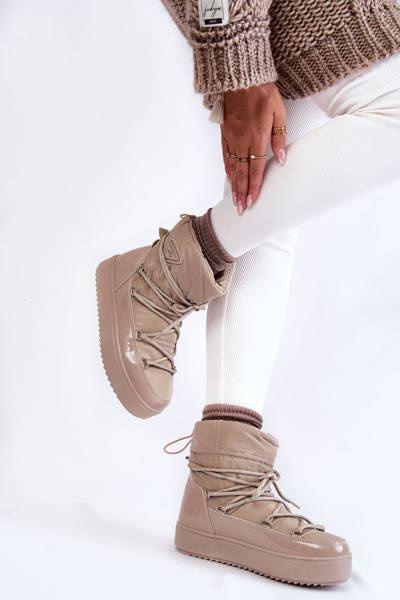 Bottes de neige à lacets à la mode pour femmes Beige Carrios