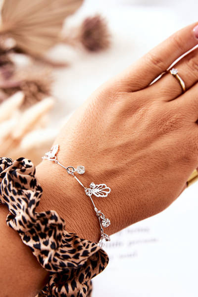 Armband Blatt-Anhänger Zirkonias Silber Berolti