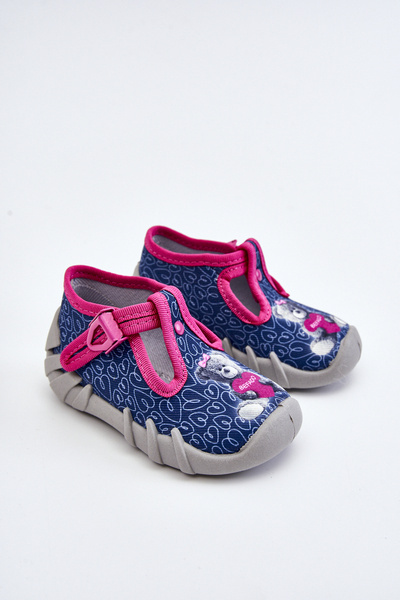 Schuhe Hausschuhe Befado Bär 110P469 Navy-Pink