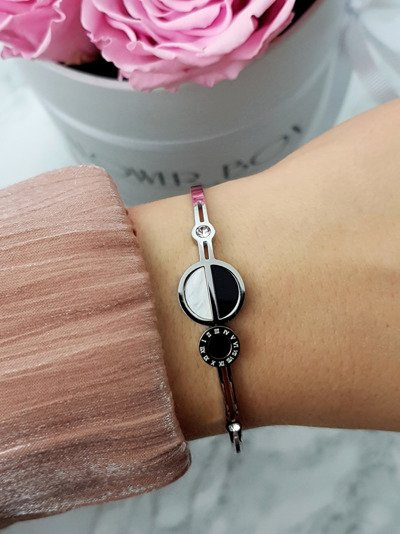 Bracelet Femme Acier Romain Zircons Chiffres Argent Avior