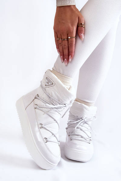 Modische Schneestiefel zum Schnüren für Damen Weiße Carrios