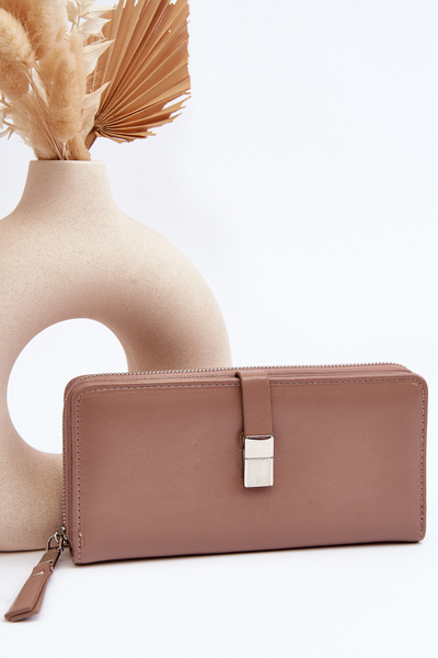 Damen Lackbrieftasche mit Magnetverschluss Beige Bielia
