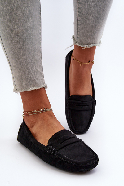 Mocassins Femme Noir En Faux Daim Adelmarie