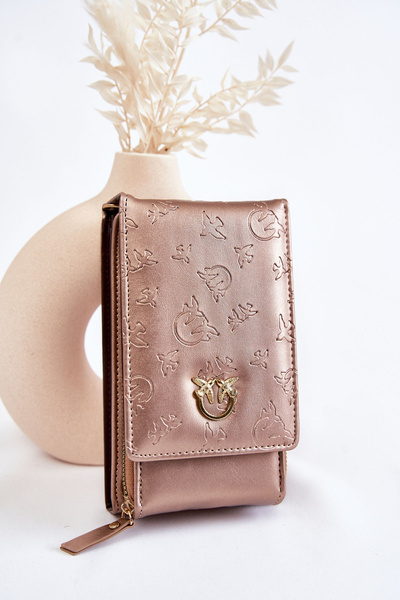 Fashionable Handbag Wallet 2in1 With Embossing Gold Savano