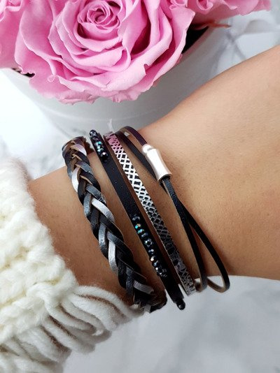 Damenarmband Strass Breit Schwarz Michiko