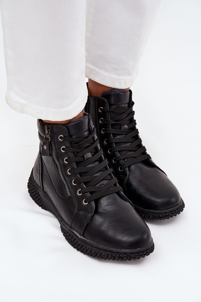 Bottes pour femmes avec doublure chaude en cuir écologique Noire Ulverina