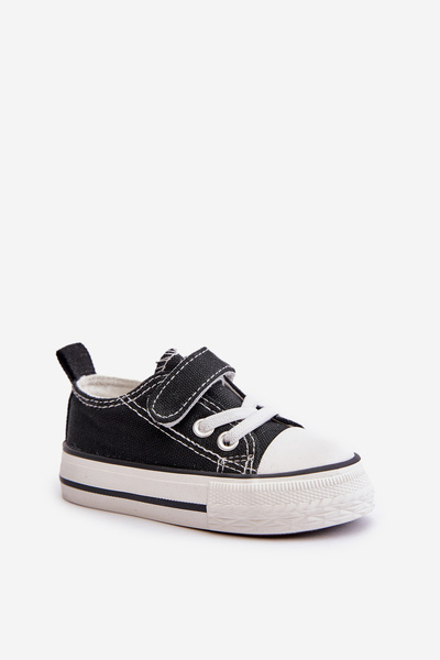 Baskets Velcro Enfant En Tissu Noir Daloma