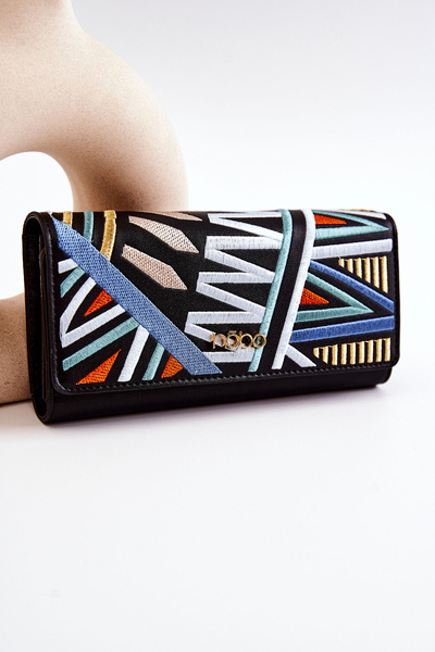 Women's Large Leather Wallet NOBO M0120-C020 Black