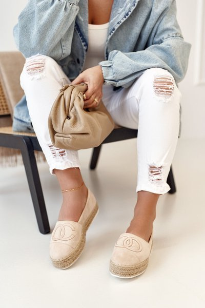 Damen Stroh Plattform Espadrilles Beige Febi