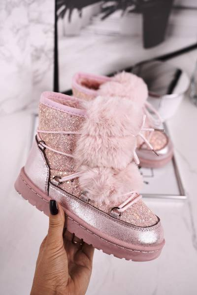Gyermek hócsizma szőrmével Pink Minnie Mouse