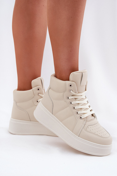 Sneakers Înălțate Pentru Femei Pe Platformă Bej Tillive