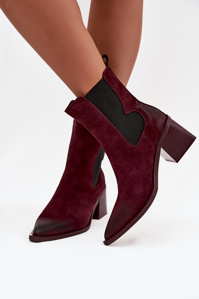 Boots en cuir suédé pour femmes à talon chauffé Artiker 57C0048 Bordeaux
