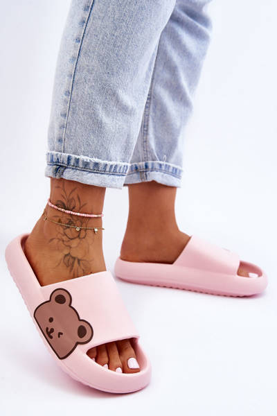 Női könnyű hab papucs Medve motívum Pink Parisso