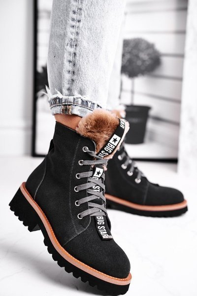 Bottes de randonnée plates pour femmes en daim Big Star gris GG274903