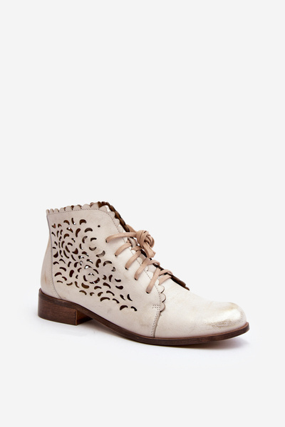 Bottines à lacets pour femmes Zazoo 2871 or vieilli