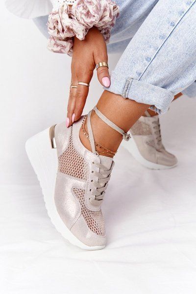 Baskets Compensées En Cuir Mesh S.Barski Doré