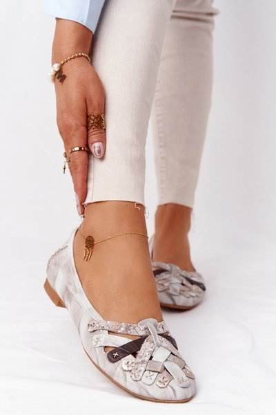 Clasic din piele Ballerinas pentru femei Maciejka 01358-44 Beige